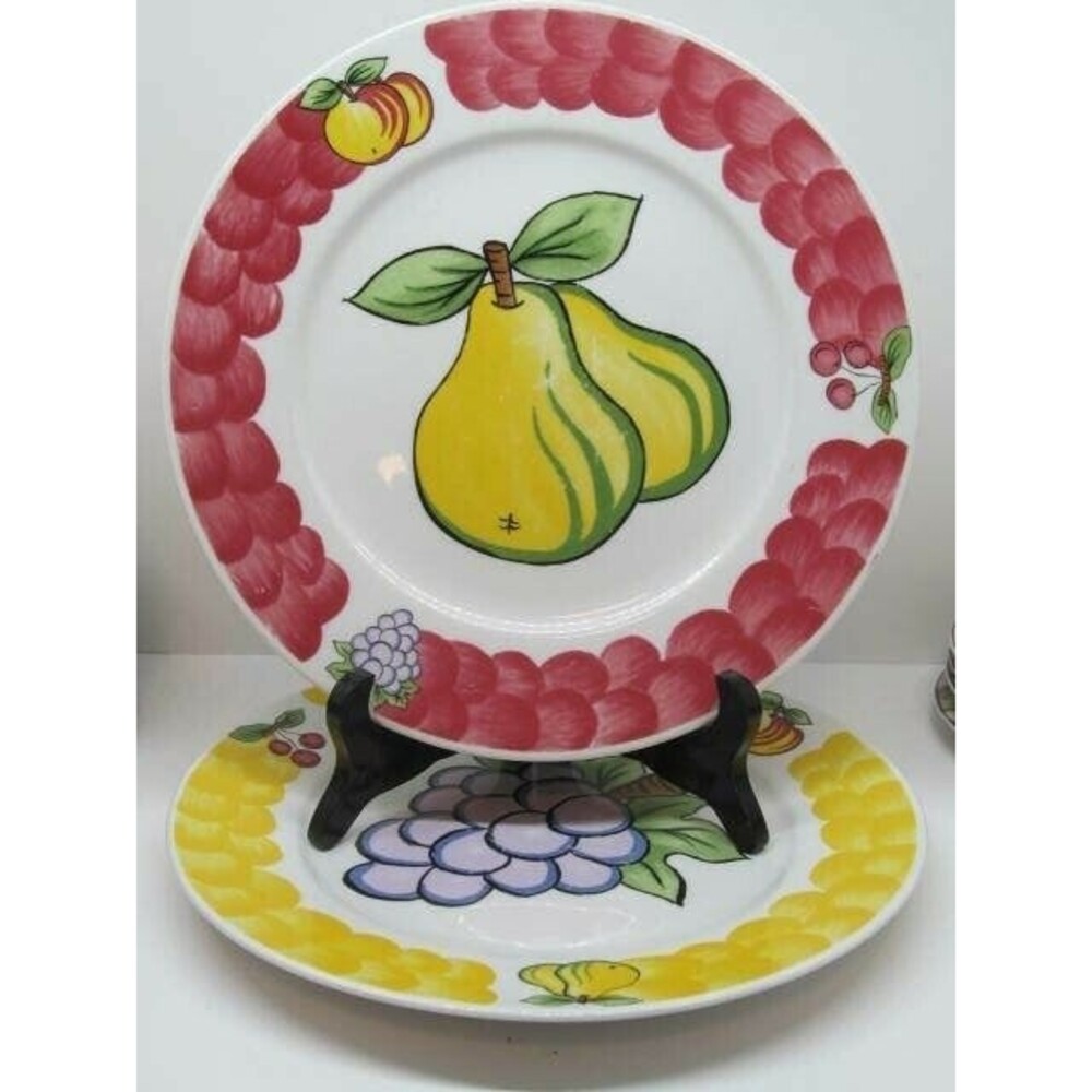 Tabletops Unlimited Italian Fruit 10 3/8" Dinner Plates Set Of 2 Plates